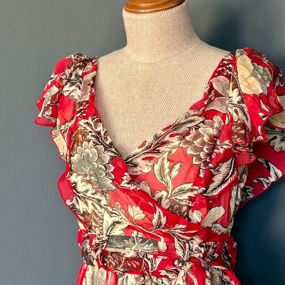 Vintage Diane von Furstenberg Silk Floral Midi Dress‎ | Sz Small | Y2K 2000s